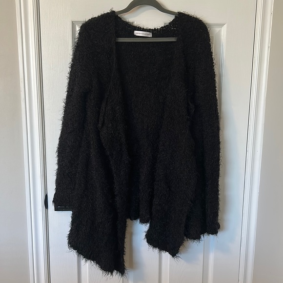 BUNDLE 3/$12 Fluffy Black Waterfall Cardigan - Picture 1 of 5